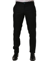 Dolce & Gabbana Black Linen Skinny Leg Dress Trouser Pants
