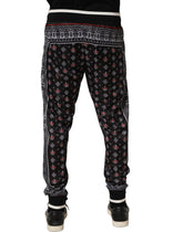 Dolce & Gabbana Black Bandana Crown Jogger Men Trouser Pants