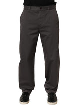 Dolce & Gabbana Dark Gray Cotton Straight Chino Trouser Pants