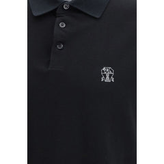 Brunello Cucinelli Black Cotton Polo Shirt