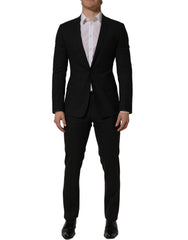Dolce & Gabbana Black Wool Slim Fit Formal 2 Piece Men Suit