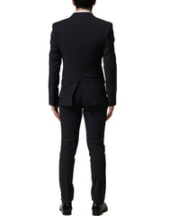 Dolce & Gabbana Black Wool Slim Fit Formal 3 Piece Men Suit