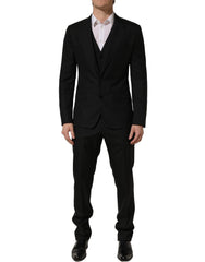 Dolce & Gabbana Black Stripes Slim Fit Formal 3 Piece Suit