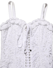 Dolce & Gabbana White Broderie Anglaise Cotton Mini Dress