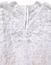 Dolce & Gabbana White Cotton Floral Lace Long Gown Dress