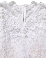 Dolce & Gabbana White Cotton Floral Lace Long Gown Dress