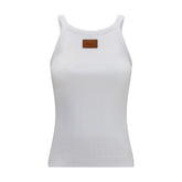 Fendi White Cotton Sleeveles T-Shirt