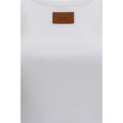 Fendi White Cotton Sleeveles T-Shirt