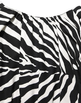 Dolce & Gabbana Black White Zebra Ruched Silk Mini Dress