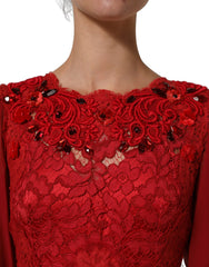 Dolce & Gabbana Red Embellished Mermaid Long Gown Dress