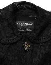 Dolce & Gabbana Black Embellished Guipure Lace Coat Jacket