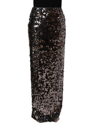 Dolce & Gabbana Brown Sequinned Embellished PencilCut Skirt