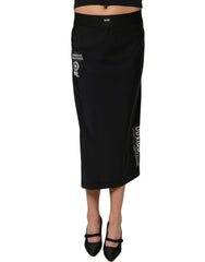 Dolce & Gabbana Black DGVIB3 Stretch Jersey Midi Pencil Cut Skirt