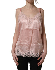 Dolce & Gabbana Light Pink Floral Lace Lingerie Underwear Top