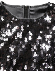 Dolce & Gabbana Black Sequined Long Sleeves Crop Blouse Top