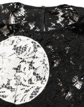 Dolce & Gabbana Black White Floral Lace Short Sleeve Blouse Top