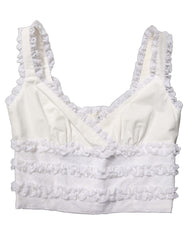 Dolce & Gabbana White Lace Trimmed Cotton Cropped Tank Top