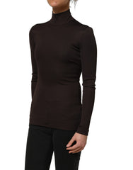 Dolce & Gabbana Brown Turtleneck Long Sleeves Blouse Top