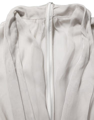 Dolce & Gabbana Gray Sheer Silk Chiffon Shirt Bow Collar Top