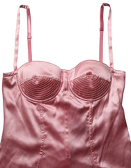 Dolce & Gabbana Pink Silk Satin Padded Bra Corset Style Top