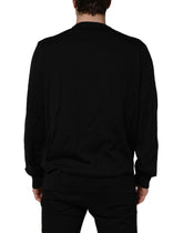 Dolce & Gabbana Black Graphic Logo Crew Neck Wool Pullover Sweater
