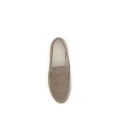 Brunello Cucinelli Gray Calf Leather Bos Taurus Slip-On Loafers