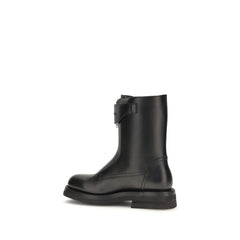 Alexander McQueen Black Calf Leather Bos Taurus Lace-Up Boots