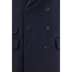 Brunello Cucinelli Blue Wool Oves Aries Coat