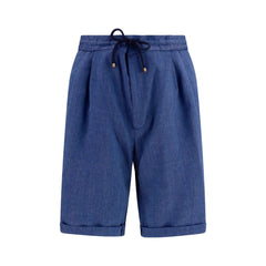 Brunello Cucinelli Blue Linen Bermuda Shorts