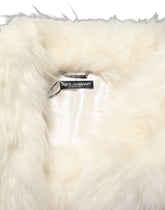 Dolce & Gabbana White Faux Fur Long Sleeves Coat Jacket