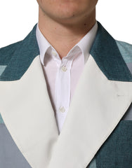 Dolce & Gabbana Multicolor Patchwork Linen Double Breasted Jacket