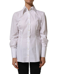 Dolce & Gabbana White Collared Long Sleeves Dress Shirt Top