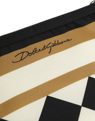 Dolce & Gabbana Multicolor Checkered Logo Print Nylon Clutch Borse Bag
