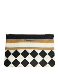 Dolce & Gabbana Multicolor Checkered Logo Print Nylon Clutch Borse Bag