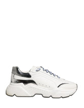 Dolce & Gabbana White Silver Daymaster Low Top Men Sneakers Shoes