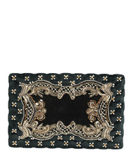 Dolce & Gabbana Black Velvet Gold Frame Clutch Evening Clutch Purse Bag