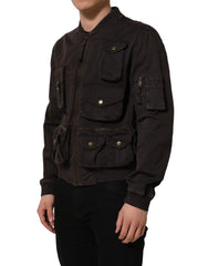 Dolce & Gabbana Brown Cotton Full Zip Men Bomber Jacket