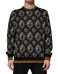 Dolce & Gabbana Black Sacred Heart Cotton Sweatshirt Sweater