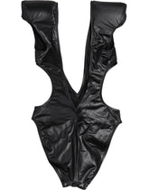 Dolce & Gabbana Black Deep V-Neck Cutout One Piece Swimwear