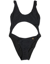 Dolce & Gabbana Black Cutout Logo One Piece Swimsuit Swimwear