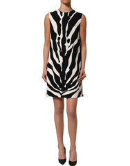 Dolce & Gabbana Black White Zebra Print Viscose Mini Dress