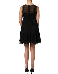 Dolce & Gabbana Black Lace Trim Sleeveless A-line Mini Dress