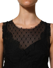 Dolce & Gabbana Black Lace Trim Sleeveless A-line Mini Dress