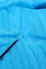 Dolce & Gabbana Blue Nylon Pleated Chiffon CutOut Gown Dress