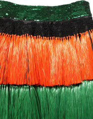 Dolce & Gabbana Multicolor Fringe Sequin High Waist Knee Length Skirt