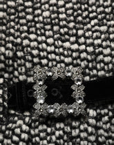 Dolce & Gabbana Black White Tweed High Waist Pleated Skirt