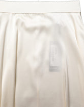 Dolce & Gabbana Off White Lace Trimmed Satin High Waist Skirt