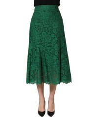 Dolce & Gabbana Green Lace High Waist Mermaid Midi Skirt