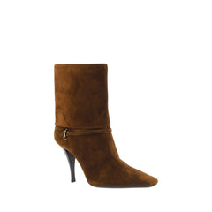 Saint Laurent Brown Calf Leather Bos Taurus Ankle Boots