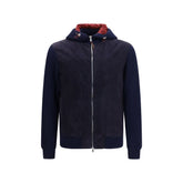 Brunello Cucinelli Blue Calf Leather Bos Taurus Jacket